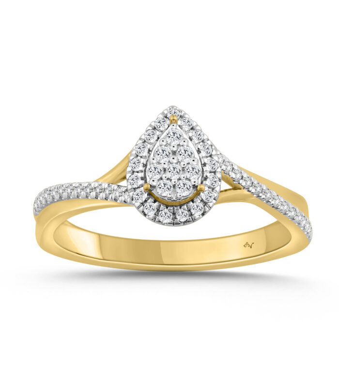 LADIES RING 0.25CT ROUND DIAMOND 10K YELLOW GOLD