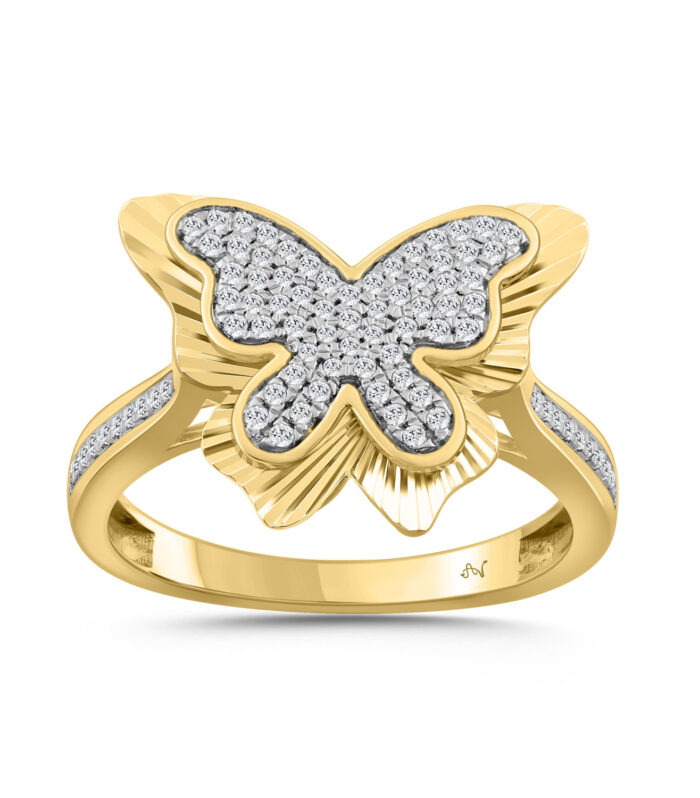 LADIES RING 0.25CT ROUND DIAMOND 10K YELLOW GOLD