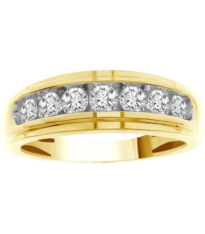 MEN'S BAND 0.75CT ROUND DIAMOND 10K YELLOW GOLD