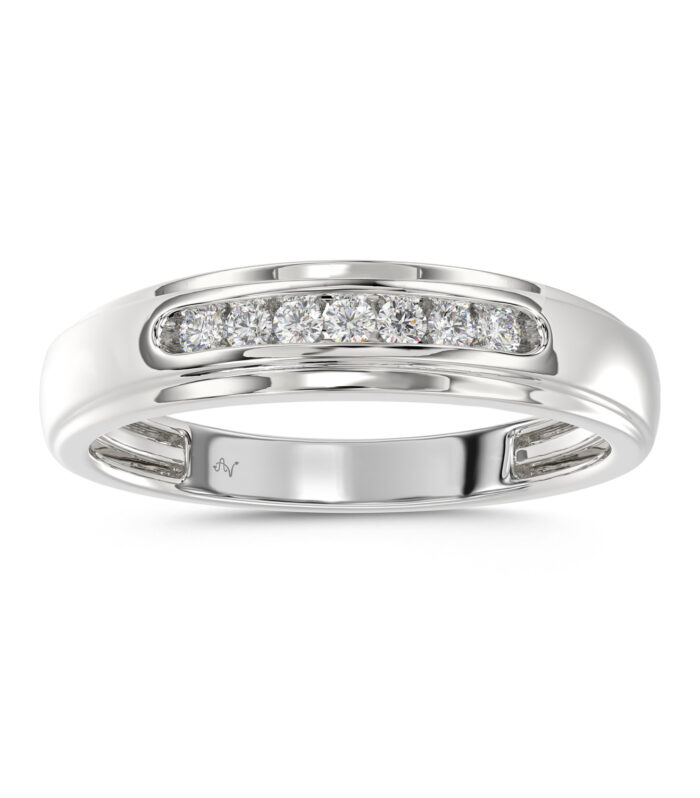 MEN'S BAND 0.25CT ROUND DIAMOND 10K WHITE GOLD