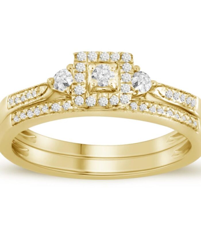 LADIES RING 0.25CT ROUND/PRINCESS DIAMOND 10K YELLOW GOLD
