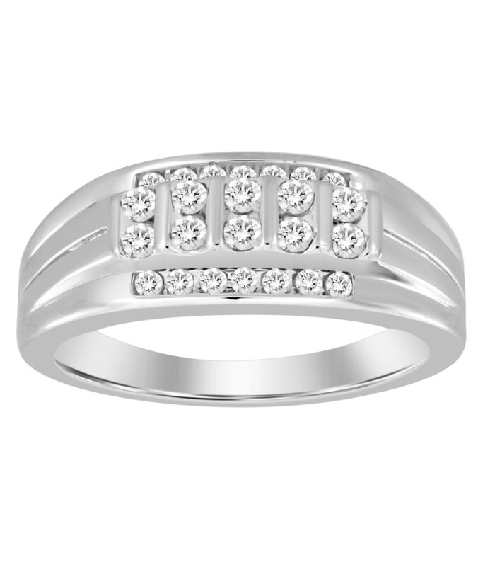 MEN'S BAND 0.50CT ROUND DIAMOND 10K WHITE GOLD