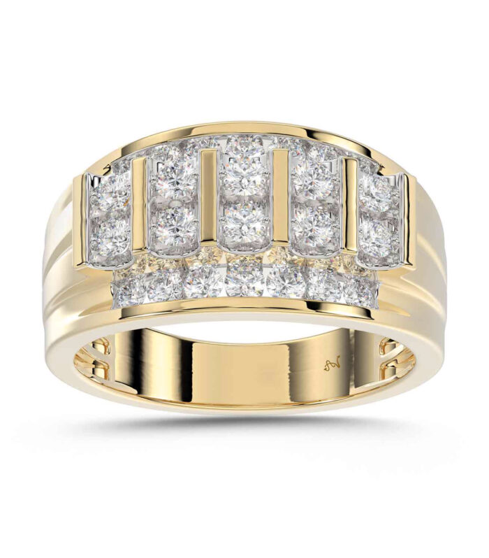 MEN'S BAND 1.50CT ROUND DIAMOND 10K YELLOW GOLD
