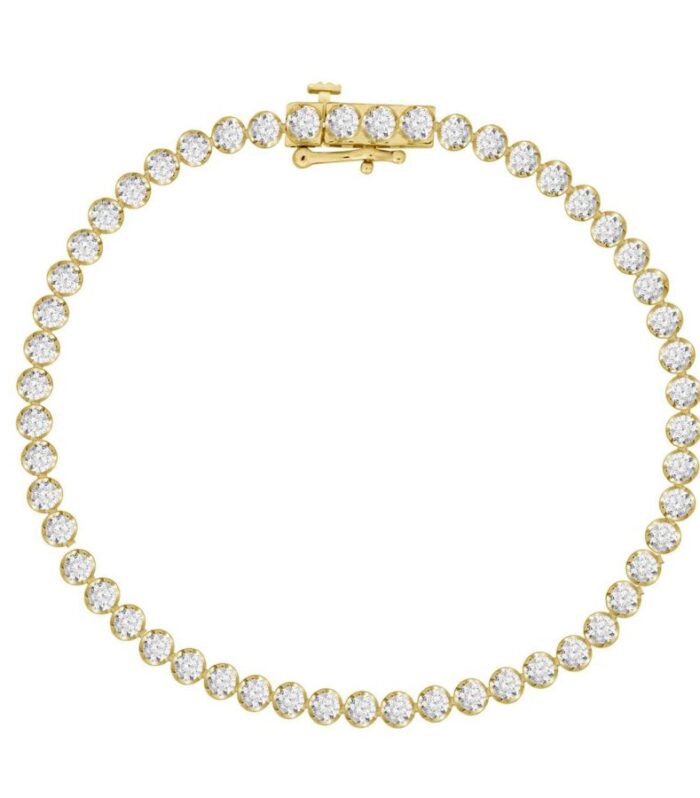 LADIES BRACELET 2.00CT ROUND DIAMOND 10K YELLOW GOLD