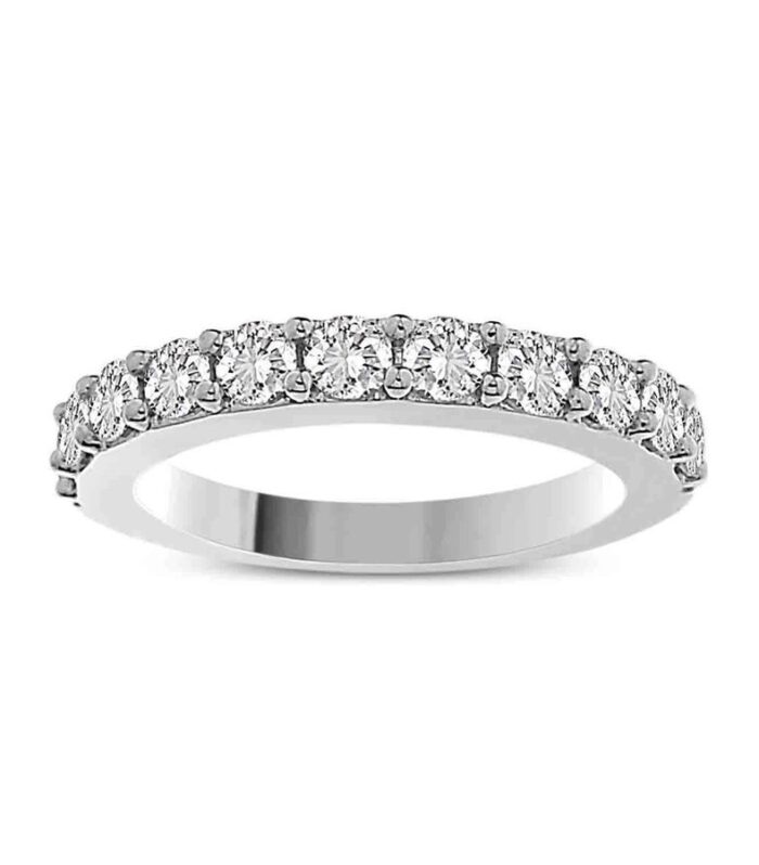 LADIES BAND 1.00CT ROUND DIAMOND 14K WHITE GOLD