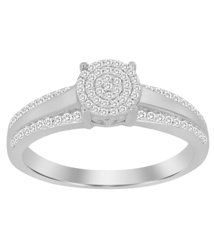 LADIES RING 0.20CT ROUND DIAMOND 10K WHITE GOLD