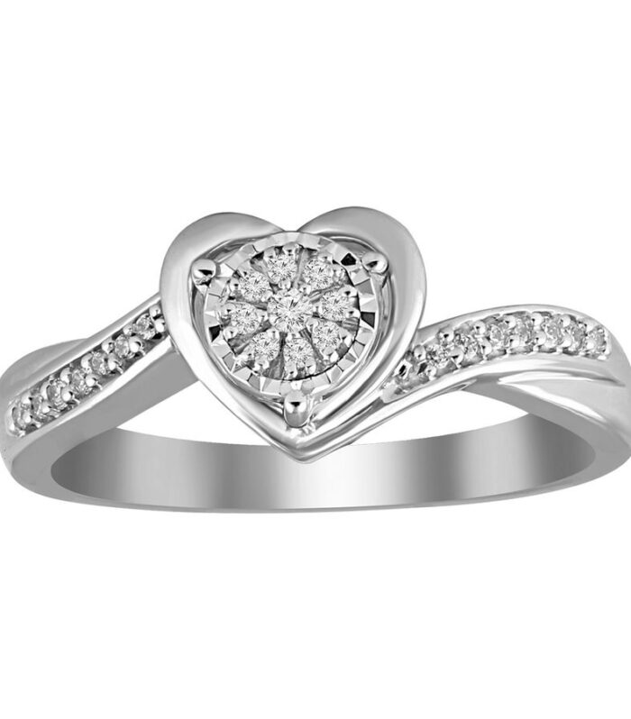 LADIES RING 0.10CT ROUND DIAMOND 10K WHITE GOLD