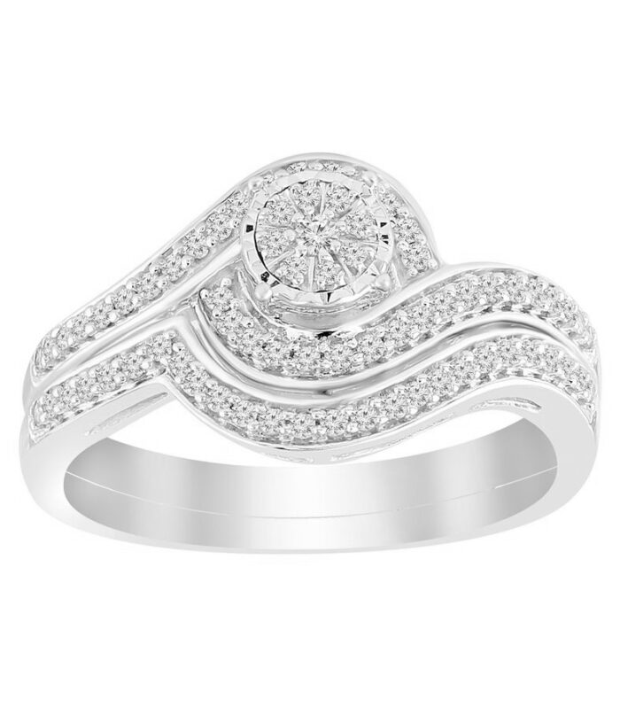 LADIES BIRDAL RING 0.33CT ROUND DIAMOND 10K WHITE GOLD