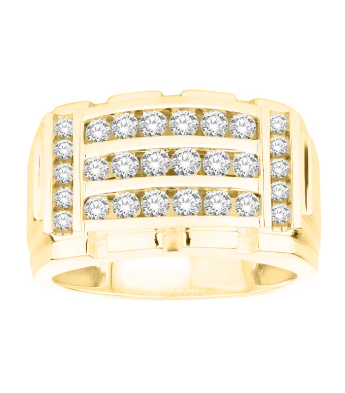 MEN'S RING 1.00CT ROUND DIAMOND 10K YELLOW GOLD