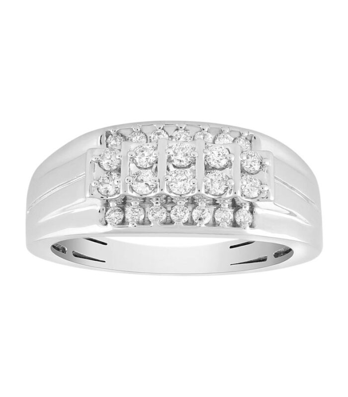 MEN'S BAND 1.00CT ROUND DIAMOND 14K WHITE GOLD