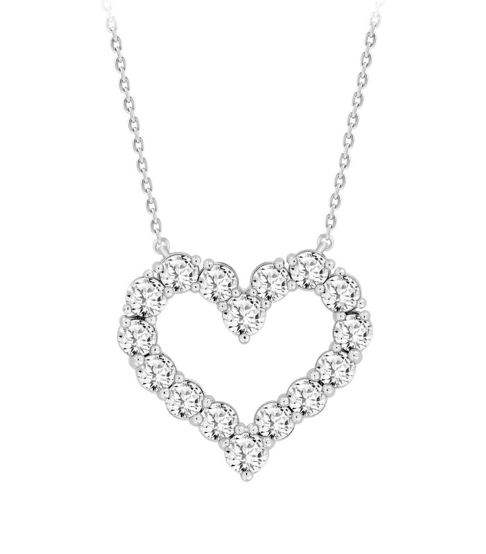 LADIES NECKLACE 3 1/3CT ROUND DIAMOND 14K WHITE GOLD