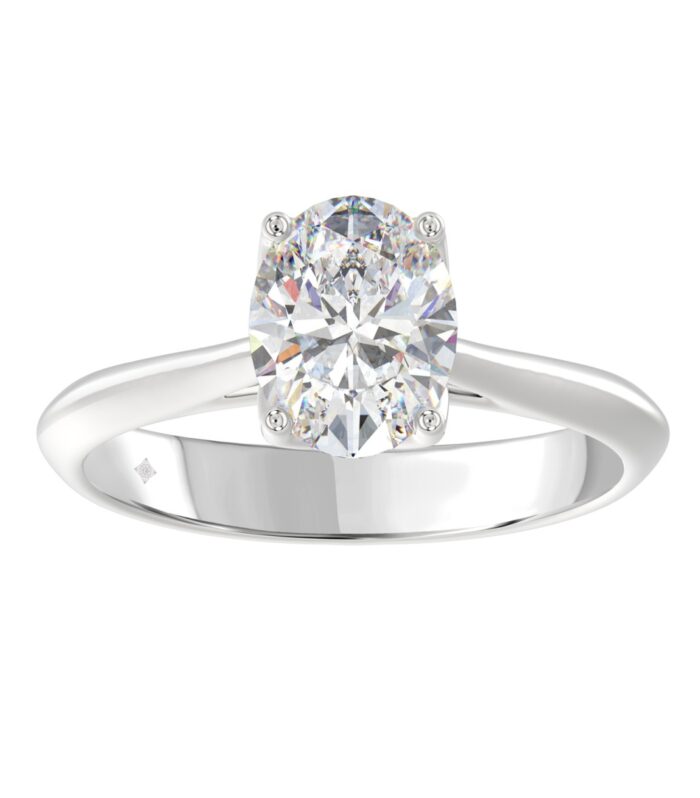 LADIES SOLITAIRE RING 2CT OVAL DIAMOND 14K WHITE GOLD