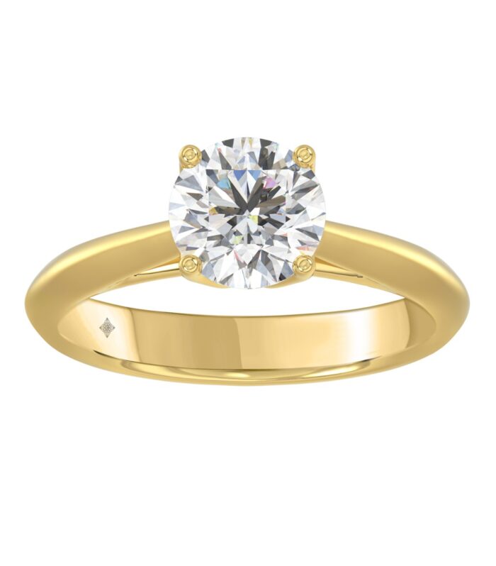 LADIES SOLITAIRE RING 1 1/2CT ROUND DIAMOND 14K YELLOW GOLD