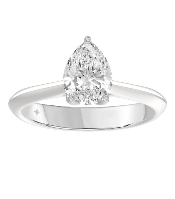 LADIES SOLITAIRE RING 1 1/2CT PEAR DIAMOND 14K WHITE GOLD