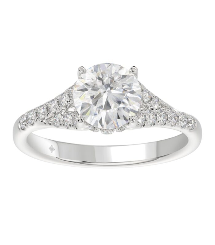 LADIES RING 2CT ROUND DIAMOND 14K WHITE GOLD (CENTER STONE ROUND DIAMOND 1 5/8CT )