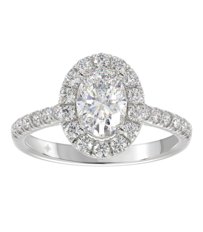 LADIES RING 1 1/2CT ROUND/OVAL DIAMOND 14K WHITE GOLD (CENTER STONE OVAL DIAMOND 1CT)