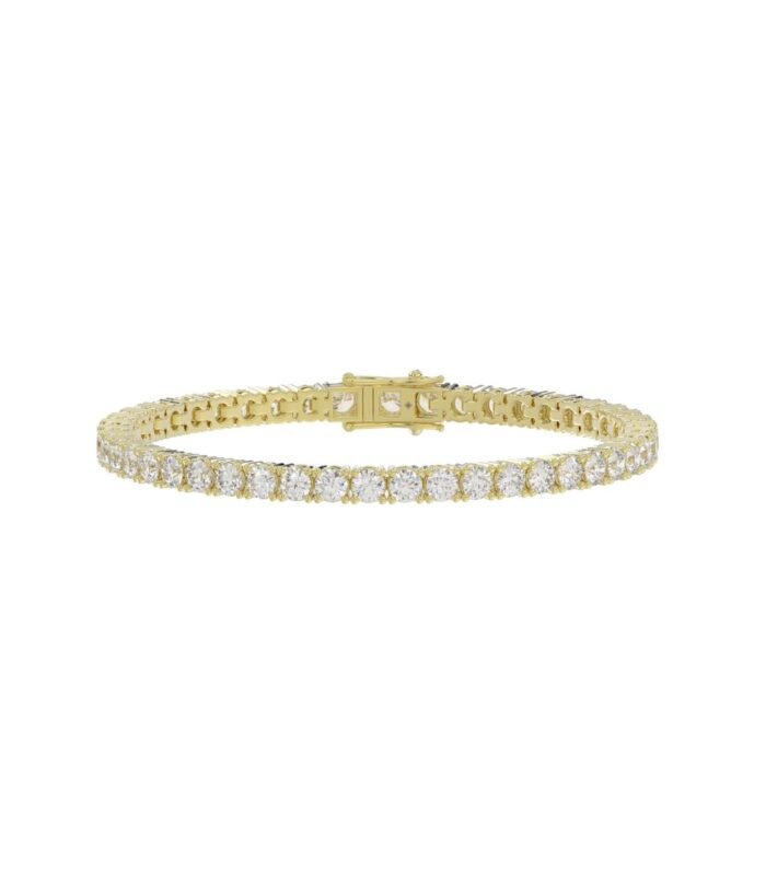 14K YELLOW GOLD 3CT ROUND DIAMOND LADIES BRACELET