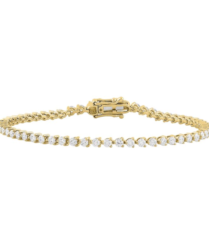 LADIES BRACELET 3CT ROUND DIAMOND 14K YELLOW GOLD