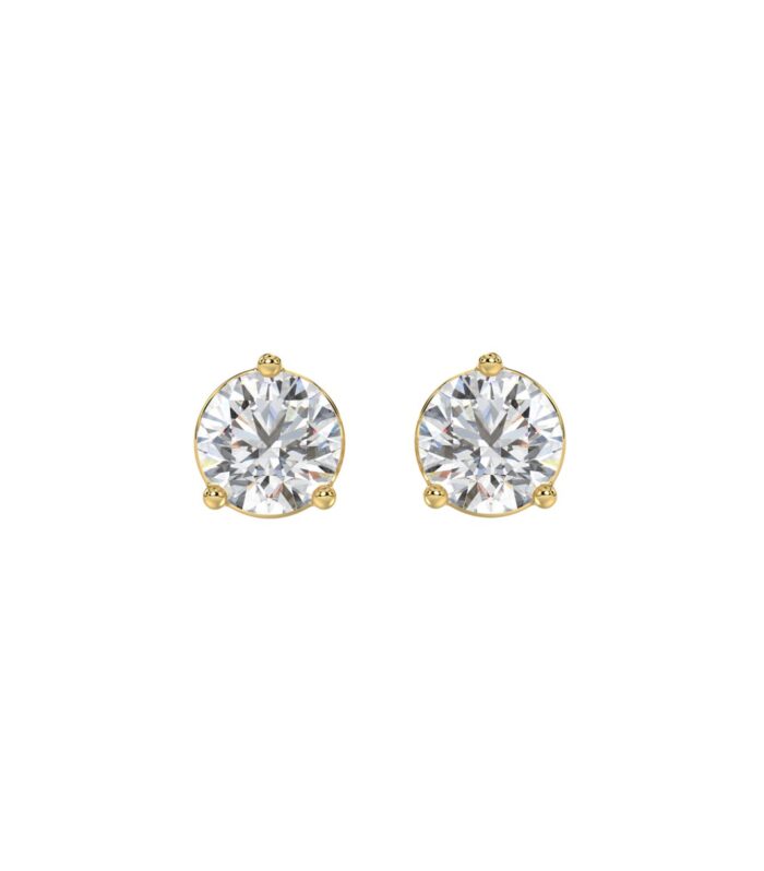 14K YELLOW GOLD 2CT ROUND DIAMOND LADIES SOLITAIRE EARRINGS
