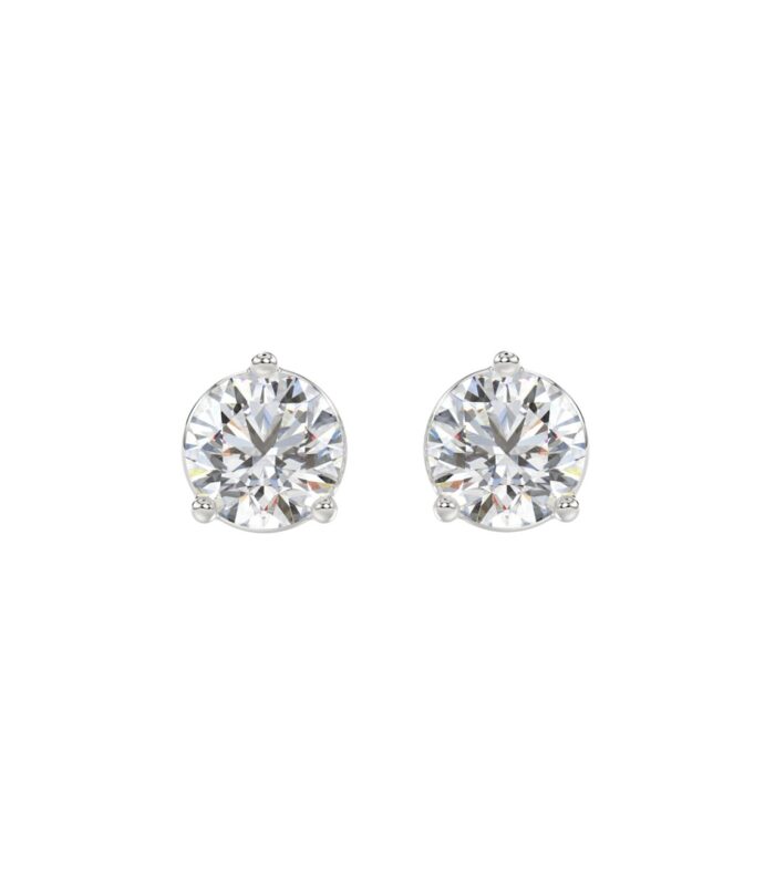 LADIES SOLITAIRE EARRINGS 2 1/2CT ROUND DIAMOND 14K WHITE GOLD