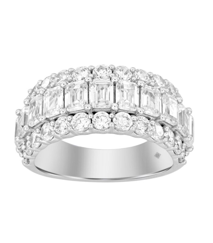 LADIES BAND 3 1/2CT ROUND/EMERALD DIAMOND 14K WHITE GOLD