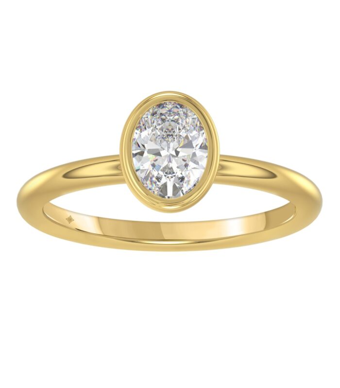 LADIES SOLITAIRE RING 1CT OVAL DIAMOND 14K YELLOW GOLD (CENTER STONE OVAL DIAMOND 1CT )