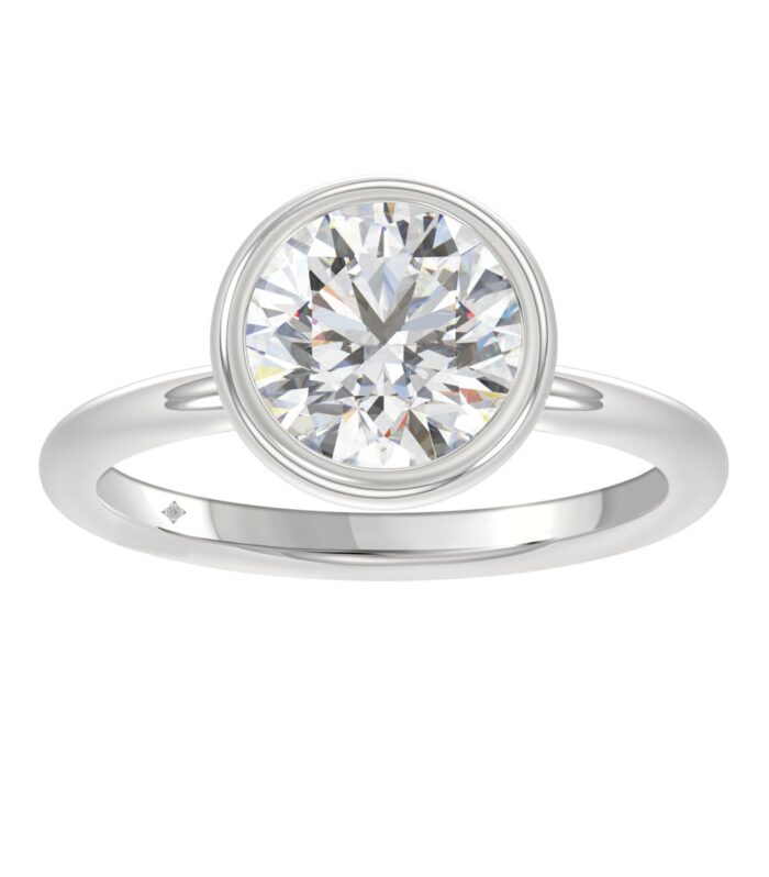 LADIES SOLITAIRE RING 3CT ROUND DIAMOND 14K WHITE GOLD (CENTER STONE ROUND DIAMOND 3CT )