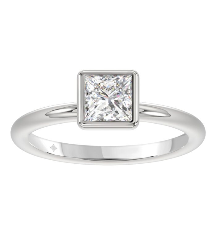LADIES SOLITAIRE RING 1CT PRINCESS DIAMOND 14K WHITE GOLD (CENTER STONE PRINCESS DIAMOND 1CT )