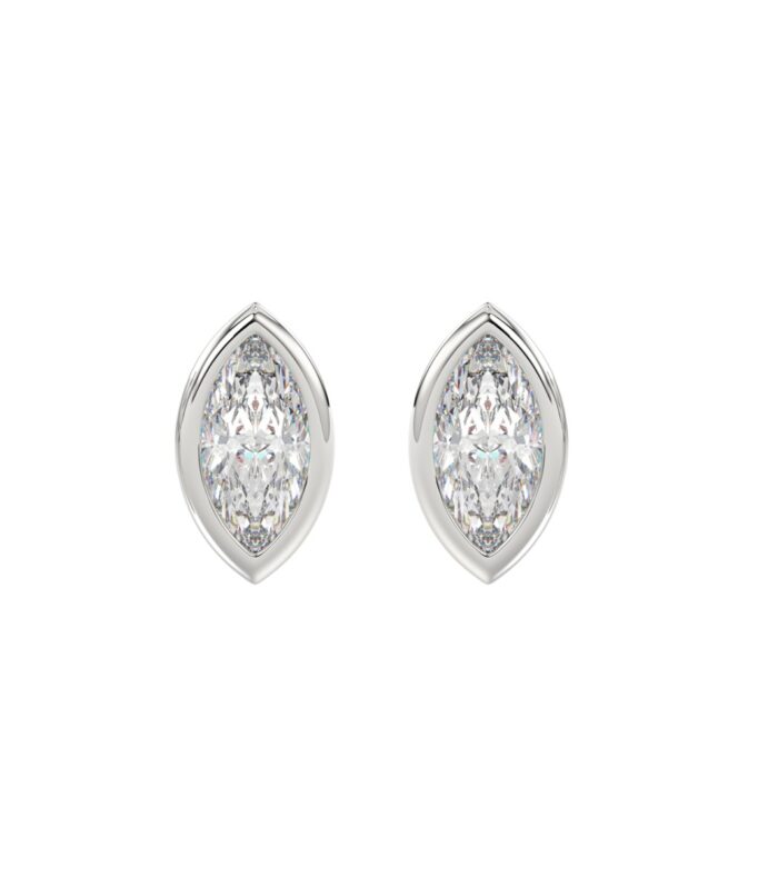 LADIES SOLITAIRE EARRINGS 2CT MARQUISE DIAMOND 14K WHITE GOLD