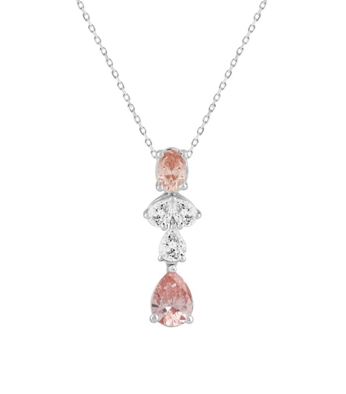 ETERNAL BLUSH COLLECTION 14K WHITE/ROSE GOLD 2.00CT PINK PEAR/OVAL/DIAMOND LADIES PENDANT WITH CHAIN