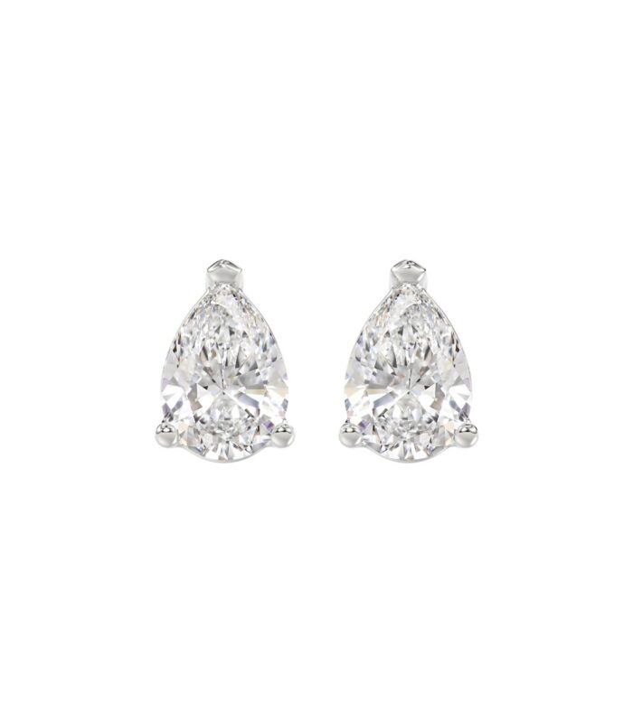 LADIES SOLITAIRE EARRINGS 2 1/2CT PEAR DIAMOND 14K WHITE GOLD