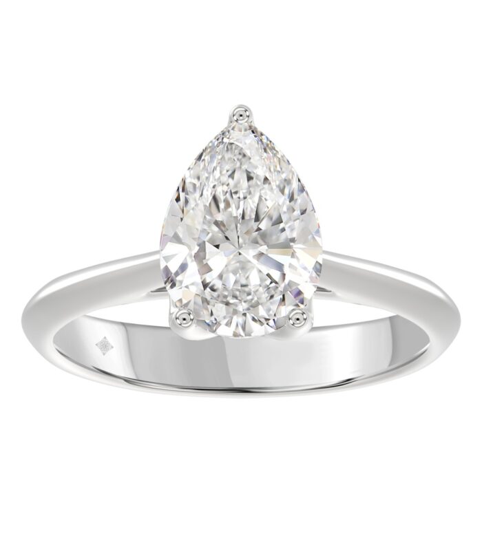 LADIES SOLITAIRE RING 2 1/2CT PEAR DIAMOND 14K WHITE GOLD