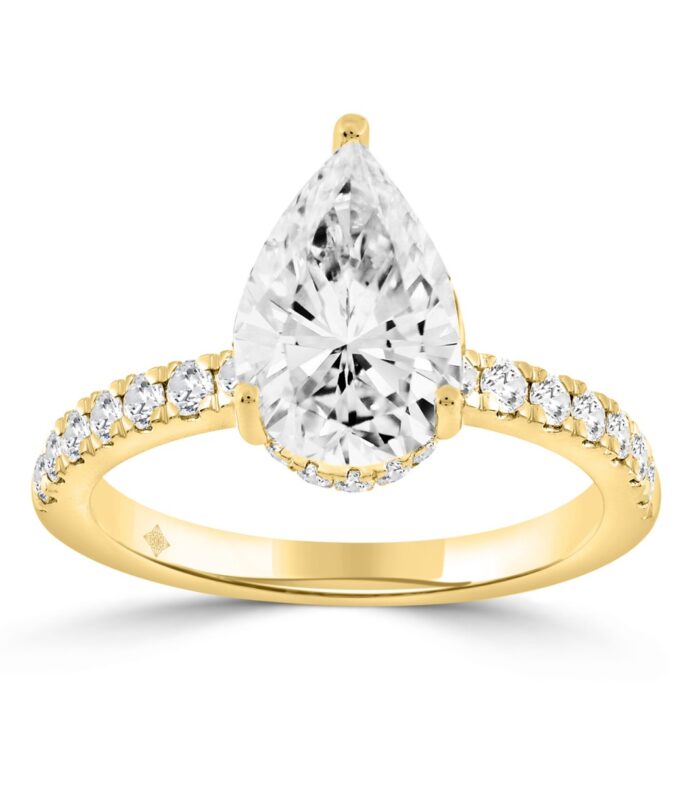 14K YELLOW GOLD 1/2CT ROUND/PEAR DIAMOND LADIES RING (CENTER STONE PEAR DIAMOND 2CT)