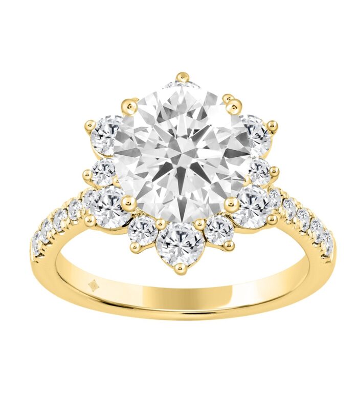 14K YELLOW GOLD 1.00CT ROUND DIAMOND LADIES RING (CENTER STONE ROUND DIAMOND 2CT)
