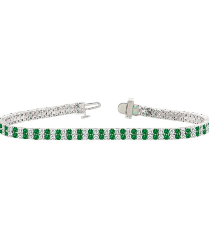LADIES BRACELET 3CT ROUND/EMERALD DIAMOND 14K WHITE GOLD (CENTER STONE ROUND/EMERALD DIAMOND 2 3/4CT )