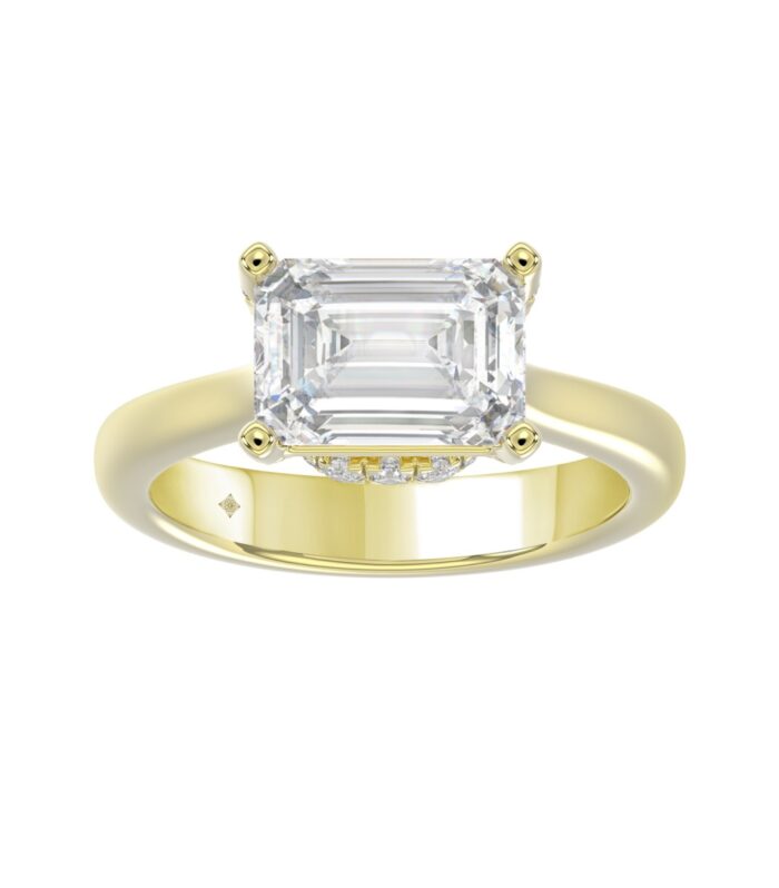 LADIES RING 3.25CT ROUND/EMERALD DIAMOND 14K YELLOW GOLD (CENTER STONE EMERALD DIAMOND 3.00CT)