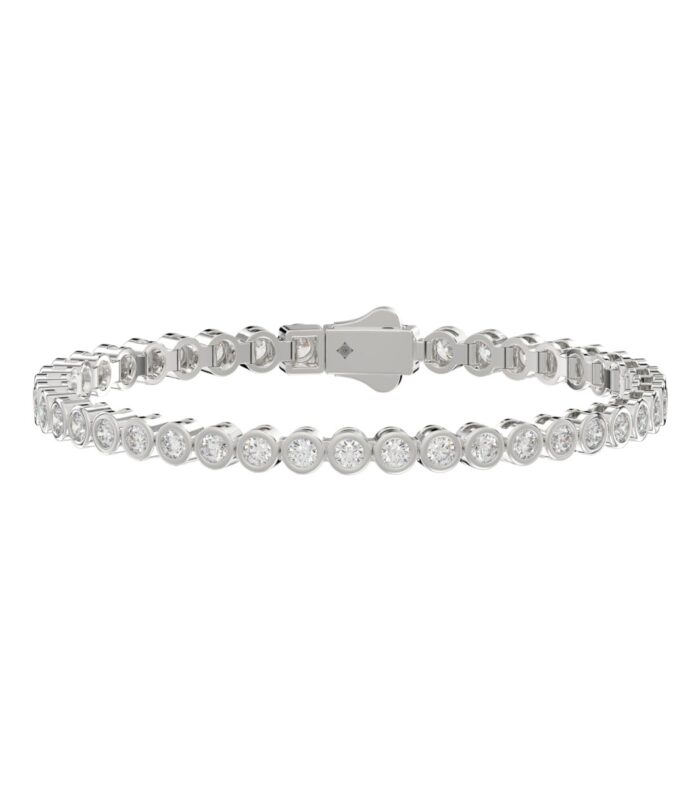 LADIES BRACELET 5.00CT ROUND DIAMOND 14K WHITE GOLD