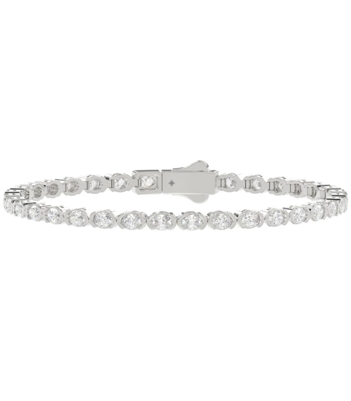 LADIES BRACELET 5.00CT OVAL DIAMOND 14K WHITE GOLD