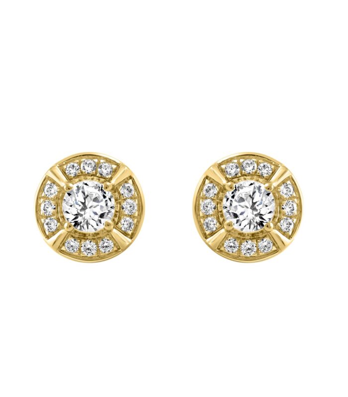 10K YELLOW GOLD 1.00CT ROUND DIAMOND LADIES EARRING