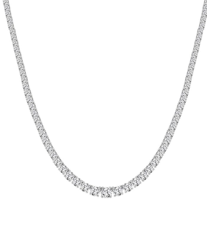 [:en]18K WHITE GOLD 7.00CT ROUND DIAMOND LADIES TENNIS NECKLACE[:]