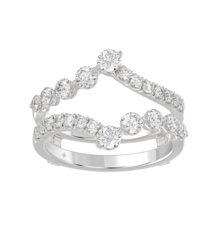 14K WHITE GOLD 1.00CT ROUND DIAMOND LADIES WRAP RING