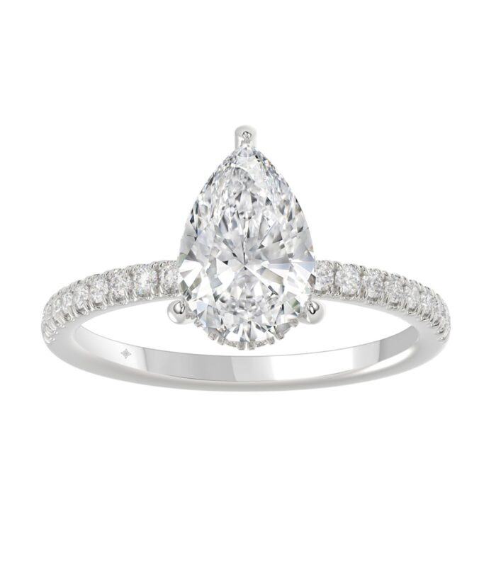 14K WHITE GOLD 2 3/4CT ROUND/PEAR DIAMOND LADIES RING (CENTER STONE PEAR DIAMOND 2CT)