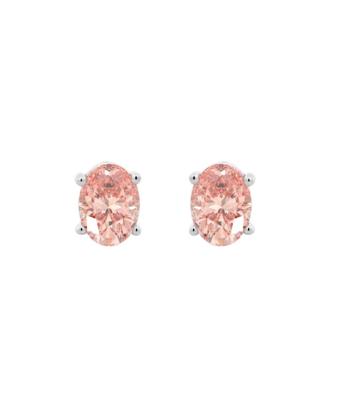 ETERNAL BLUSH COLLECTION 14K WHITE GOLD 2.00CT OVAL PINK DIAMOND LADIES EARRINGS