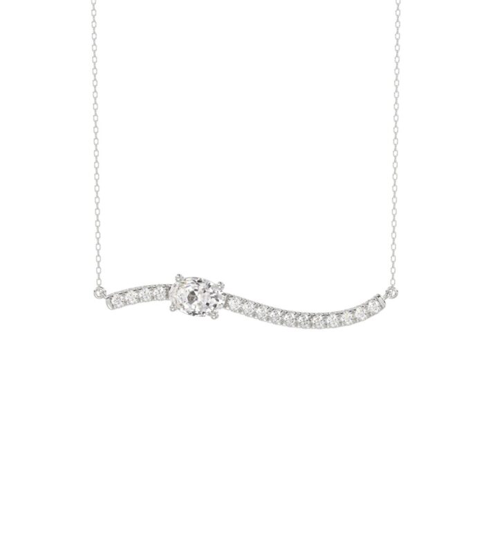 14K WHITE GOLD 3/4CT ROUND/OVAL DIAMOND LADIES NECKLACE