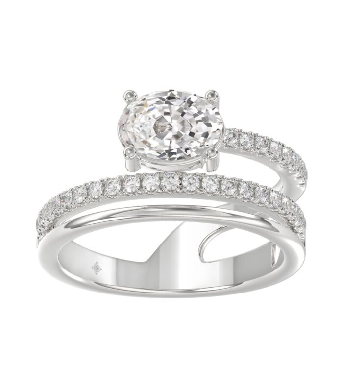 14K WHITE GOLD 1 1/4CT ROUND/OVAL DIAMOND LADIES RING