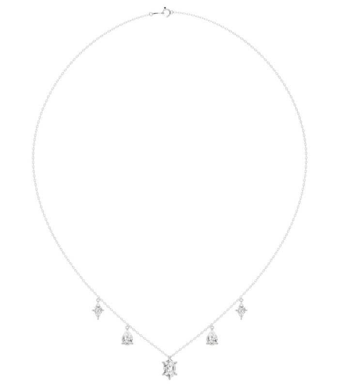 14K WHITE GOLD 3 1/2CT PEAR/HEXAGON/LOZENGE DIAMOND LADIES NECKLACE