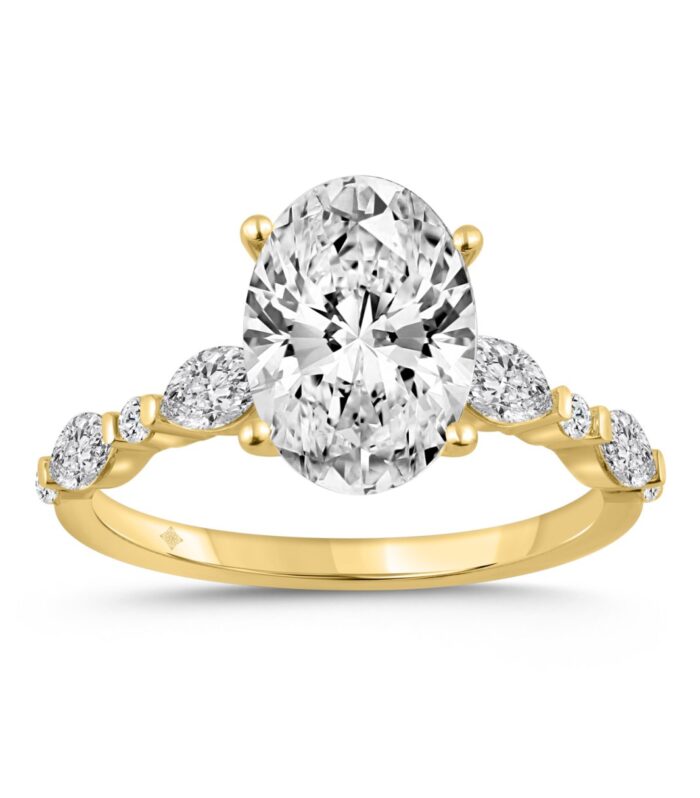 14K YELLOW GOLD 4.00CT ROUND/OVAL/MARQUISE DIAMOND LADIES RING