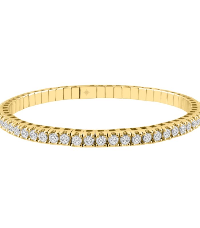 14K YELLOW GOLD 5.00CT ROUND DIAMOND LADIES FLEXIBLE BANGLE