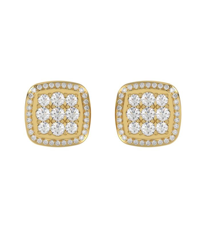 10K YELLOW GOLD 3/4CT ROUND DIAMOND LADIES EARRINGS