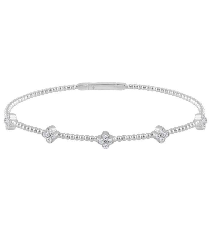 9K WHITE GOLD 3/8CT ROUND DIAMOND LADIES BANGLE